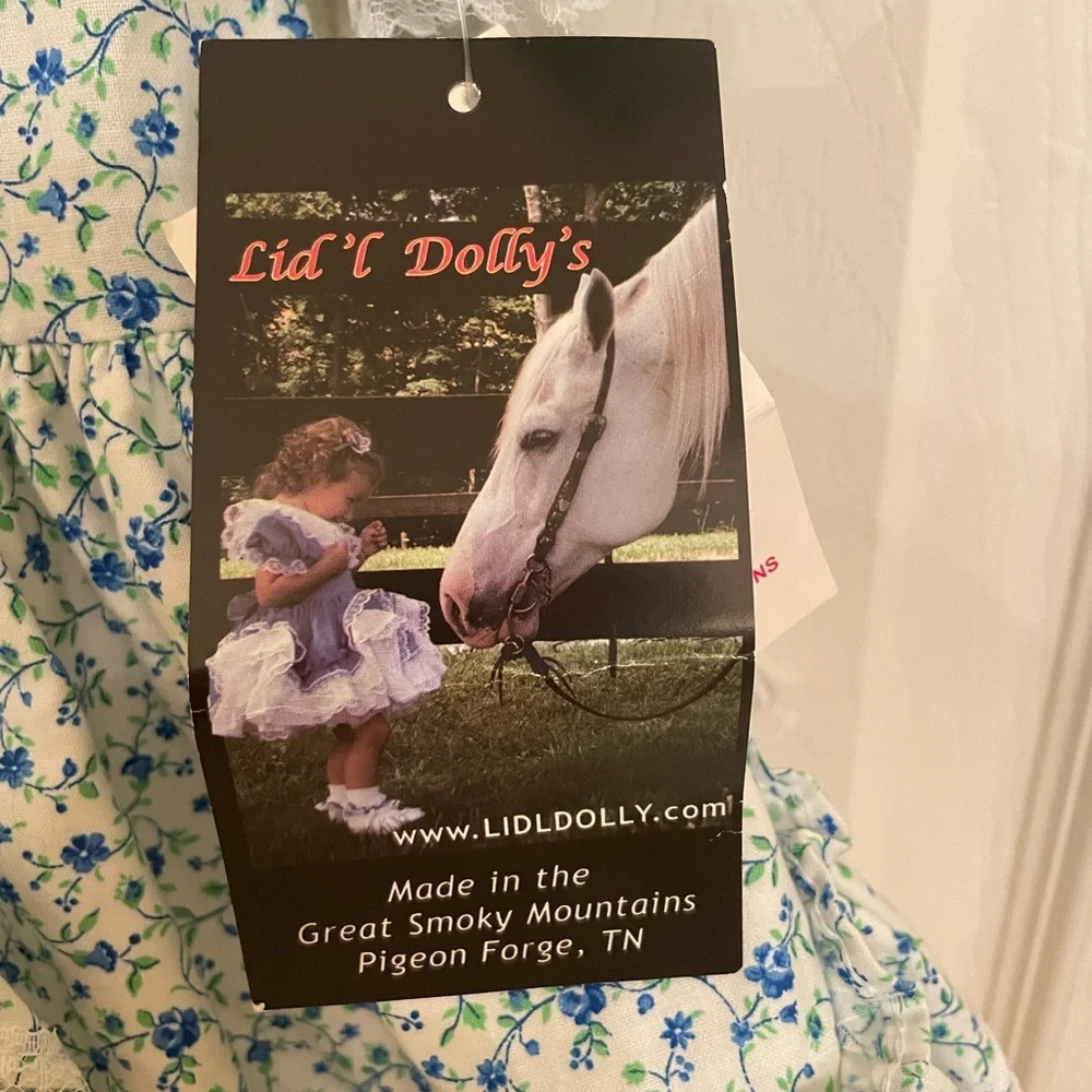 Vintage NWT Lid’l Dolly’s Girl Floral Ruffle Dress with Lace, 3T - Picture 2 of 10